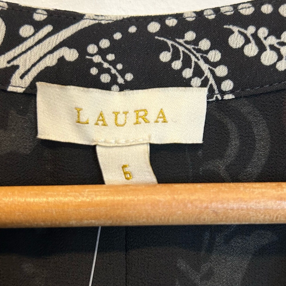 Laura Paisley Print Ruffle Front Blouse Black White Pattern - Picture 10 of 13